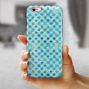 Shabby Chic Blue Watercolor Diamond Pattern iPhone 6/6s or 6/6s Plus 2-Piece Hybrid INK-Fuzed Case