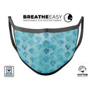Shabby Chic Blue Watercolor Pattern - Made in USA Mouth Cover Unisex Anti-Dust Cotton Blend Reusable & Washable Face Mask with Adjustable Sizing for Adult or Child