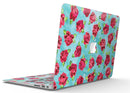 Shabby Chic Flowers over Aqua Watercolor Pattern - MacBook Air Skin Kit