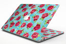 Shabby Chic Flowers over Aqua Watercolor Pattern - MacBook Air Skin Kit