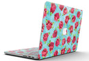 Shabby Chic Flowers over Aqua Watercolor Pattern - MacBook Pro with Retina Display Full-Coverage Skin Kit