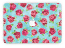Shabby Chic Flowers over Aqua Watercolor Pattern - MacBook Pro with Retina Display Full-Coverage Skin Kit