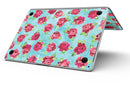 Shabby Chic Flowers over Aqua Watercolor Pattern - MacBook Pro with Retina Display Full-Coverage Skin Kit