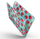 Shabby Chic Flowers over Aqua Watercolor Pattern - MacBook Pro with Retina Display Full-Coverage Skin Kit