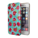 Shabby Chic Flowers over Aqua Watercolor Pattern iPhone 6/6s or 6/6s Plus 2-Piece Hybrid INK-Fuzed Case