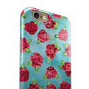 Shabby Chic Flowers over Aqua Watercolor Pattern iPhone 6/6s or 6/6s Plus 2-Piece Hybrid INK-Fuzed Case