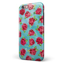 Shabby Chic Flowers over Aqua Watercolor Pattern iPhone 6/6s or 6/6s Plus 2-Piece Hybrid INK-Fuzed Case