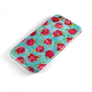 Shabby Chic Flowers over Aqua Watercolor Pattern iPhone 6/6s or 6/6s Plus 2-Piece Hybrid INK-Fuzed Case