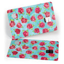 Shabby Chic Flowers over Aqua Watercolor Pattern - Premium Protective Decal Skin-Kit for the Apple Credit Card