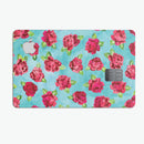 Shabby Chic Flowers over Aqua Watercolor Pattern - Premium Protective Decal Skin-Kit for the Apple Credit Card