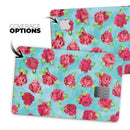 Shabby Chic Flowers over Aqua Watercolor Pattern - Premium Protective Decal Skin-Kit for the Apple Credit Card