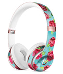 Shabby Chic Flowers over Aqua Watercolor Pattern Full-Body Skin Kit for the Beats by Dre Solo 3 Wireless Headphones
