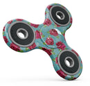 Shabby Chic Flowers over Aqua Watercolor Pattern Full-Body Fidget Spinner Skin-Kit