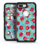 Shabby Chic Flowers over Aqua Watercolor Pattern - iPhone 7 Plus/8 Plus OtterBox Case & Skin Kits
