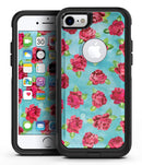 Shabby Chic Flowers over Aqua Watercolor Pattern - iPhone 7 or 8 OtterBox Case & Skin Kits