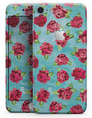 Shabby Chic Flowers over Aqua Watercolor Pattern - Skin-kit for the iPhone 8 or 8 Plus