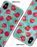 Shabby Chic Flowers over Aqua Watercolor Pattern - iPhone X Clipit Case