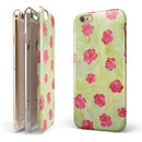 Shabby Chic Flowers over Light Green Watercolor Pattern iPhone 6/6s or 6/6s Plus 2-Piece Hybrid INK-Fuzed Case