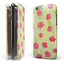 Shabby Chic Flowers over Light Green Watercolor Pattern iPhone 6/6s or 6/6s Plus 2-Piece Hybrid INK-Fuzed Case