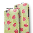 Shabby Chic Flowers over Light Green Watercolor Pattern iPhone 6/6s or 6/6s Plus 2-Piece Hybrid INK-Fuzed Case