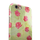 Shabby Chic Flowers over Light Green Watercolor Pattern iPhone 6/6s or 6/6s Plus 2-Piece Hybrid INK-Fuzed Case