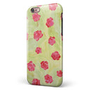 Shabby Chic Flowers over Light Green Watercolor Pattern iPhone 6/6s or 6/6s Plus 2-Piece Hybrid INK-Fuzed Case