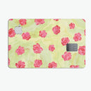 Shabby Chic Flowers over Light Green Watercolor Pattern - Premium Protective Decal Skin-Kit for the Apple Credit Card