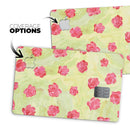 Shabby Chic Flowers over Light Green Watercolor Pattern - Premium Protective Decal Skin-Kit for the Apple Credit Card