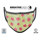 Shabby Chic Flowers over Light Green Watercolor Pattern - Made in USA Mouth Cover Unisex Anti-Dust Cotton Blend Reusable & Washable Face Mask with Adjustable Sizing for Adult or Child