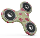 Shabby Chic Flowers over Light Green Watercolor Pattern Full-Body Fidget Spinner Skin-Kit