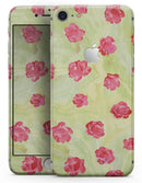 Shabby Chic Flowers over Light Green Watercolor Pattern - Skin-kit for the iPhone 8 or 8 Plus