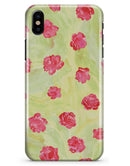 Shabby Chic Flowers over Light Green Watercolor Pattern - iPhone X Clipit Case