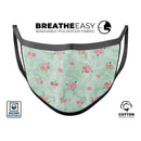 Shabby Chic Watercolor Holly Pattern V2 - Made in USA Mouth Cover Unisex Anti-Dust Cotton Blend Reusable & Washable Face Mask with Adjustable Sizing for Adult or Child