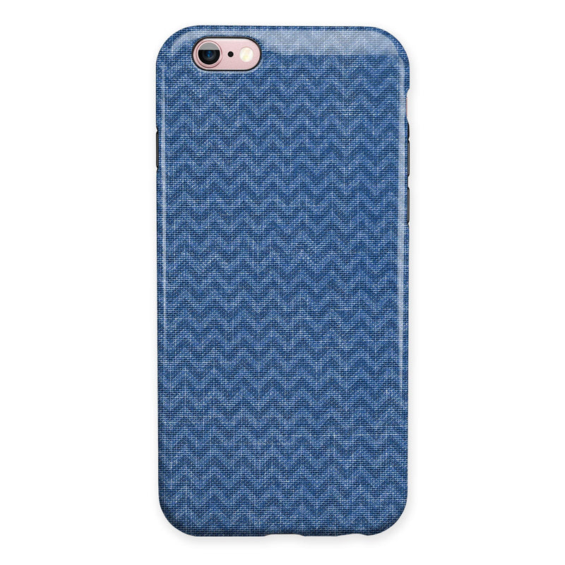 Shades of Blue Horizonantal Chevron Pattern iPhone 6/6s or 6/6s Plus 2-Piece Hybrid INK-Fuzed Case
