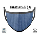 Shades of Blue Horizonantal Chevron Pattern - Made in USA Mouth Cover Unisex Anti-Dust Cotton Blend Reusable & Washable Face Mask with Adjustable Sizing for Adult or Child