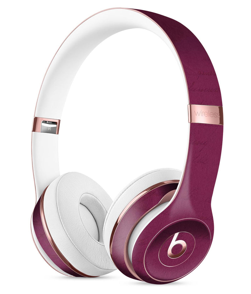 Shades of Burgundy Over Vintage Script Full-Body Skin Kit for the Beats by Dre Solo 3 Wireless Headphones