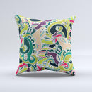 Shades of Green Swirl Pattern V32 ink-Fuzed Decorative Throw Pillow