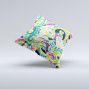 Shades of Green Swirl Pattern V32 ink-Fuzed Decorative Throw Pillow