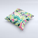 Shades of Green Swirl Pattern V32 ink-Fuzed Decorative Throw Pillow