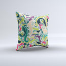 Shades of Green Swirl Pattern V32 ink-Fuzed Decorative Throw Pillow