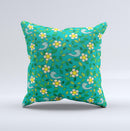 Shades of Green Vector Flower-Bed ink-Fuzed Decorative Throw Pillow