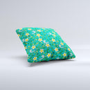 Shades of Green Vector Flower-Bed ink-Fuzed Decorative Throw Pillow
