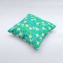 Shades of Green Vector Flower-Bed ink-Fuzed Decorative Throw Pillow
