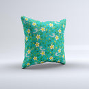 Shades of Green Vector Flower-Bed ink-Fuzed Decorative Throw Pillow