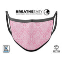 Shades of Pink Damask Pattern - Made in USA Mouth Cover Unisex Anti-Dust Cotton Blend Reusable & Washable Face Mask with Adjustable Sizing for Adult or Child