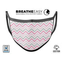 Shades of Pink Glitter Chevron - Made in USA Mouth Cover Unisex Anti-Dust Cotton Blend Reusable & Washable Face Mask with Adjustable Sizing for Adult or Child