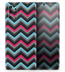 Sharp Pink & Teal Chevron Pattern - Premium Vinyl Skin Decal for Samsung Galaxy S25 Ultra, S24, S23, S22 & All Galaxy S Models