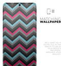 Sharp Pink & Teal Chevron Pattern - Premium Vinyl Skin Decal for Samsung Galaxy S25 Ultra, S24, S23, S22 & All Galaxy S Models