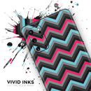 Sharp Pink & Teal Chevron Pattern - Premium Vinyl Skin Decal for Samsung Galaxy S25 Ultra, S24, S23, S22 & All Galaxy S Models