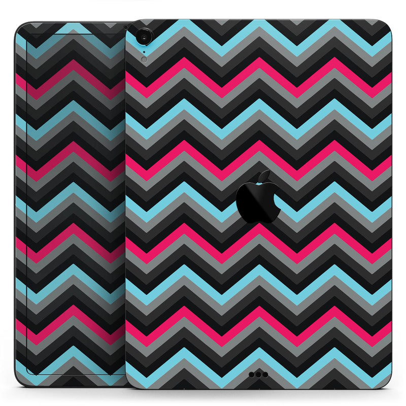 Sharp Pink & Teal Chevron Pattern - Full Body Skin Decal for the Apple iPad Pro 12.9", 11", 10.5", 9.7", Air or Mini (All Models Available)
